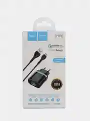 Черный сетевое зарядное устройство Hoco C12Q  + кабель micro USB Быстрая зарядка Quick Charge 3.0