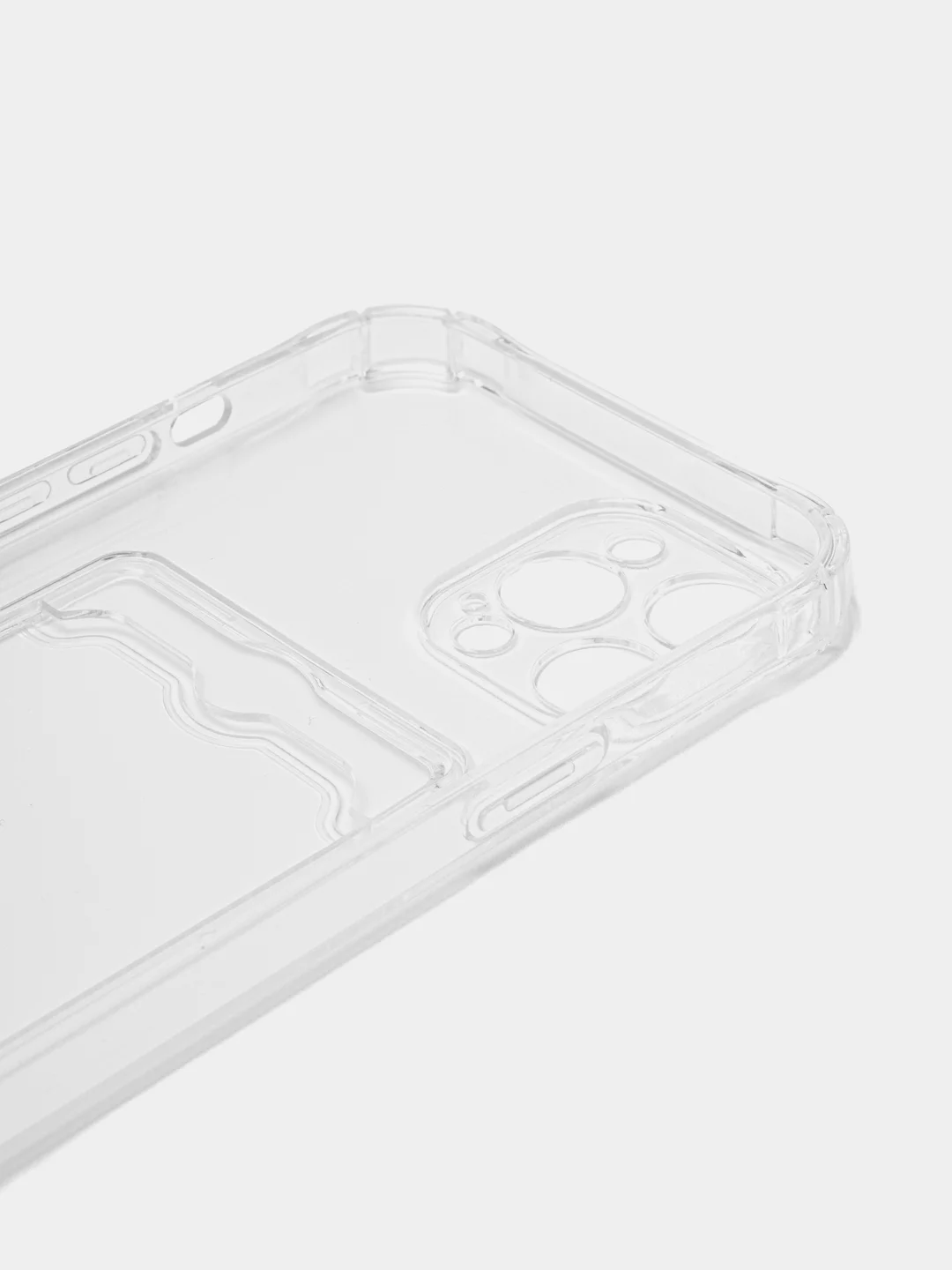 Чехол с карманом для карт на iPhone 7, 8 Plus, X, XR, 11, 12 Pro Max, 13, прозрачный