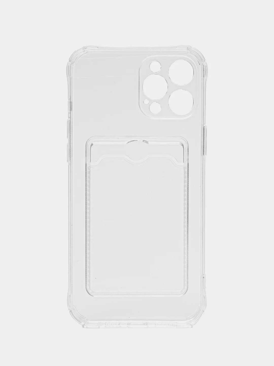 Чехол с карманом для карт на iPhone 7, 8 Plus, X, XR, 11, 12 Pro Max, 13, прозрачный