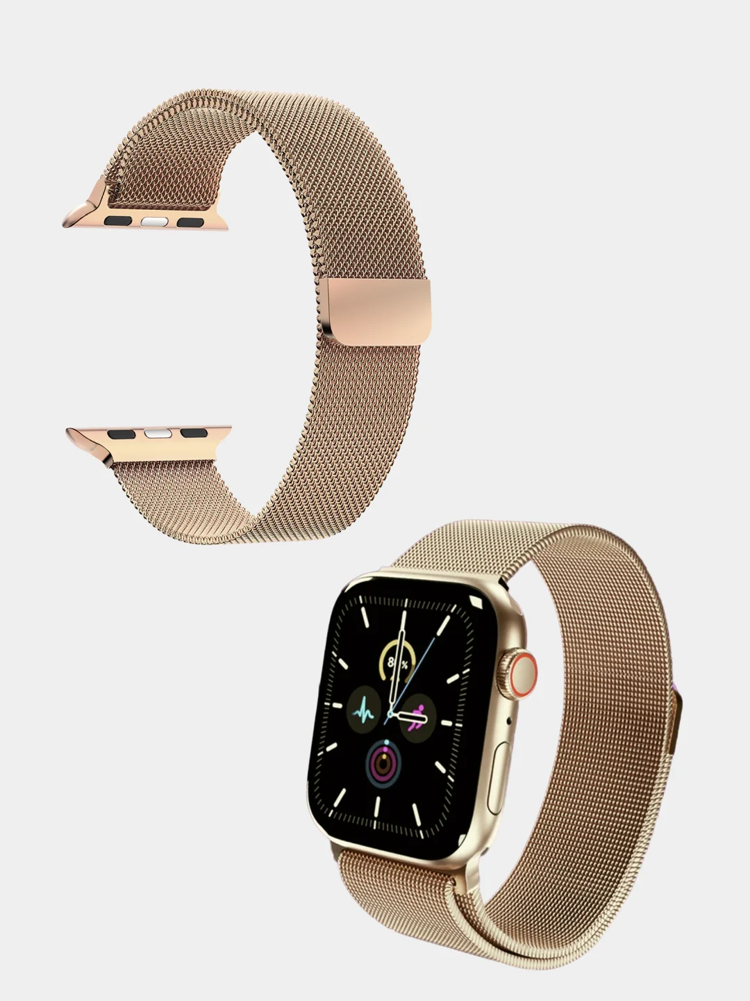 Золотой ремешок для смарт-часов Apple Watch металлический, миланская петля, 38-49 мм ULTRA