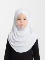 Белый детский цельный хиджаб, капр, химар