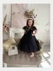 Черный детское праздничное платье для девочки, с пышной юбкой