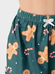 Зеленый пижама женская: майка и шорты, новогодняя