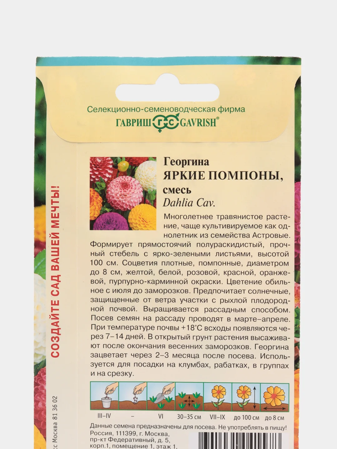 Семена Георгина "Яркие помпоны", Гавриш