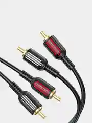 Аудиокабель 2xRCA - 2xRCA Borofone BL13 1.5 м, круглый, кабель тюльпан, аудио переходник