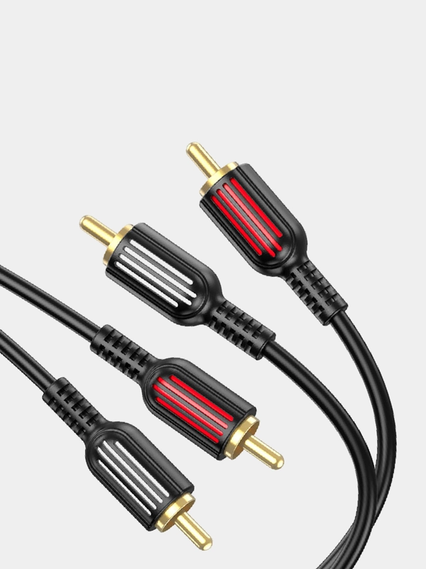 Аудиокабель 2xRCA - 2xRCA Borofone BL13 1.5 м, круглый, кабель тюльпан, аудио переходник