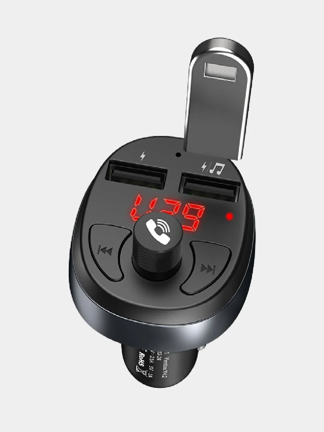 Черный fm-модулятор с функцией зарядки HOCO E41, FM-трансмиттер, ресивер Bluetooth