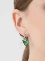 Зеленый серьги бабочки со стразами