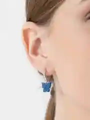 Синий серьги бабочки со стразами