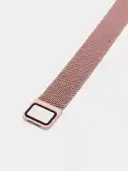 Розовый металлический ремешок для смарт часов  Xiaomi Mi Band 5, 6