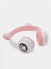 Розовый беспроводные Bluetooth наушники с кошачьими светящимися ушками