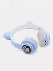 Синий беспроводные Bluetooth наушники с кошачьими светящимися ушками