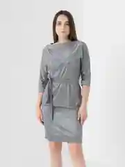 Серый платье женское вечернее, с люрексом, plus-size
