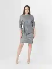 Серый платье женское вечернее, с люрексом, plus-size