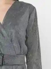 Серебряный платье женское вечернее, с люрексом