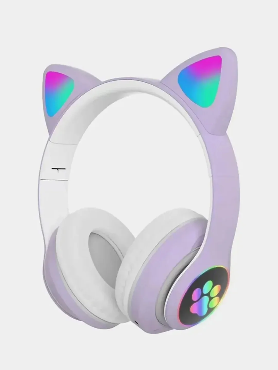 Лавандовый беспроводные детские Bluetooth наушники "Cat STN 28", на русском языке, с кошачьими ушками