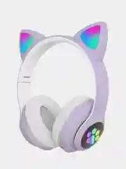 Лавандовый беспроводные детские Bluetooth наушники "Cat STN 28", на русском языке, с кошачьими ушками