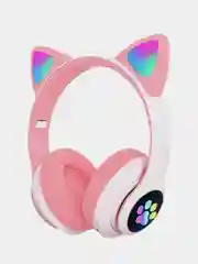 Розовый беспроводные детские Bluetooth наушники "Cat STN 28", на русском языке, с кошачьими ушками