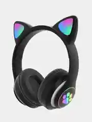 Черный беспроводные детские Bluetooth наушники "Cat STN 28", на русском языке, с кошачьими ушками