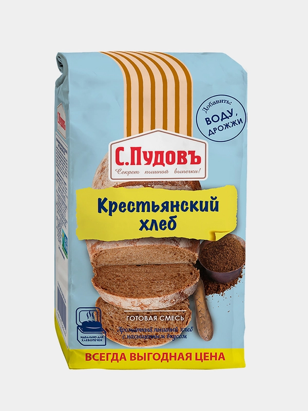 Готовая хлебная смесь С.Пудовъ "Крестьянский хлеб", 0,5 кг