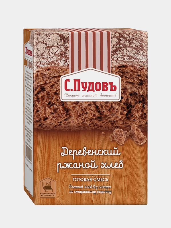 Готовая хлебная смесь С.Пудовъ "Деревенский ржаной хлеб", 0.5 кг