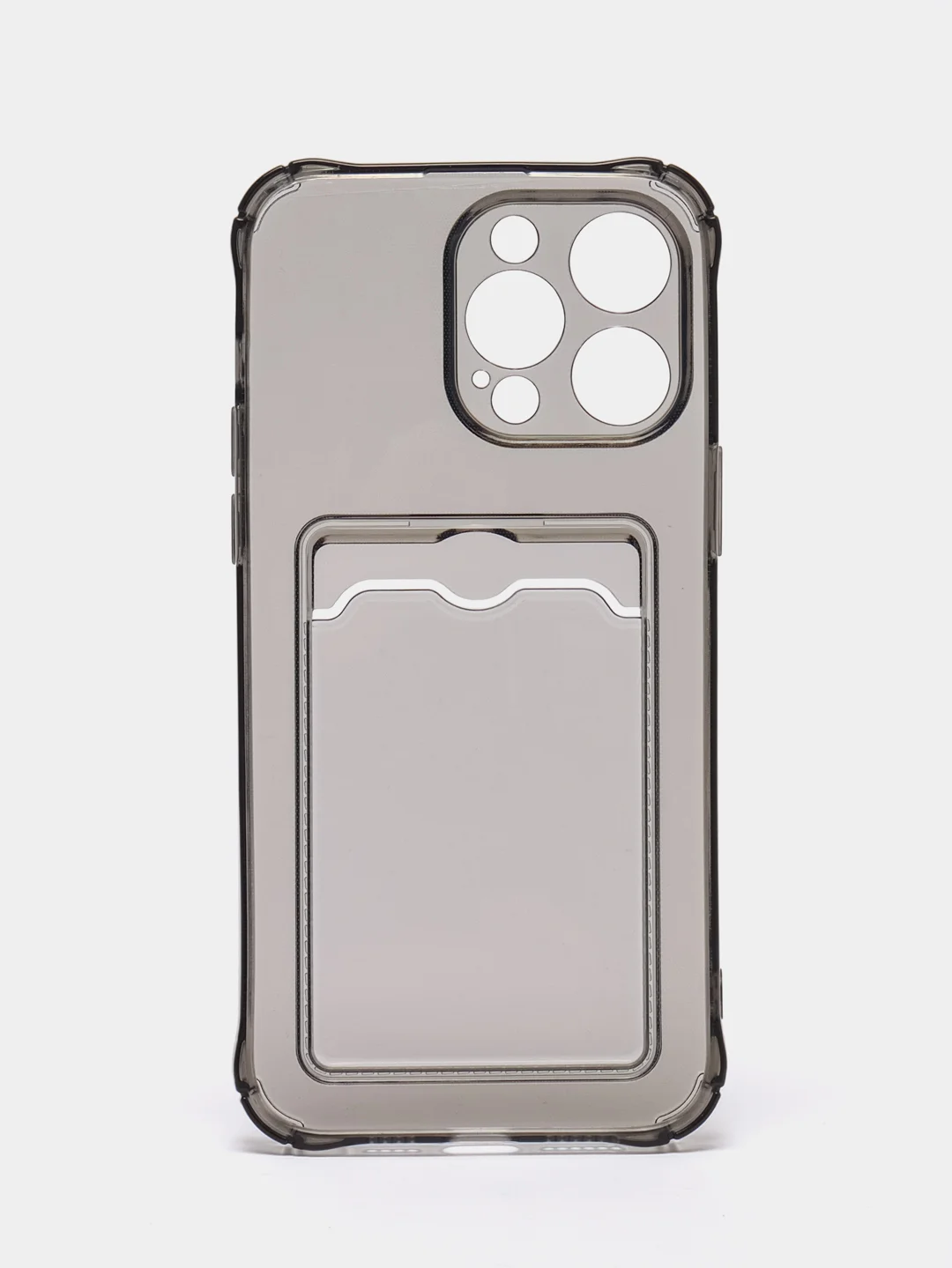 Серый чехол силиконовый с кармашком для карты iPhone 13, 14 (Mini, Pro, Pro Max, Plus)
