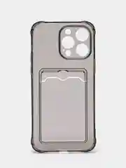 Серый чехол силиконовый с кармашком для карты iPhone 13, 14 (Mini, Pro, Pro Max, Plus)