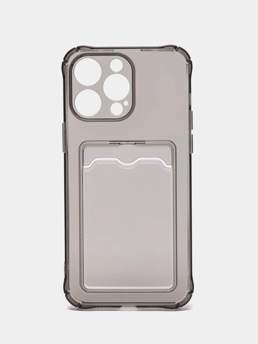 Серый чехол силиконовый с кармашком для карты iPhone 13, 14 (Mini, Pro, Pro Max, Plus)