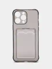 Серый чехол силиконовый с кармашком для карты iPhone 13, 14 (Mini, Pro, Pro Max, Plus)