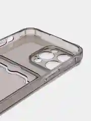 Серый чехол силиконовый с кармашком для карты iPhone 13, 14 (Mini, Pro, Pro Max, Plus)