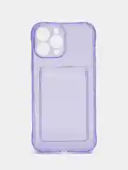 Фиолетовый чехол силиконовый с кармашком для карты iPhone 13, 14 (Mini, Pro, Pro Max, Plus)