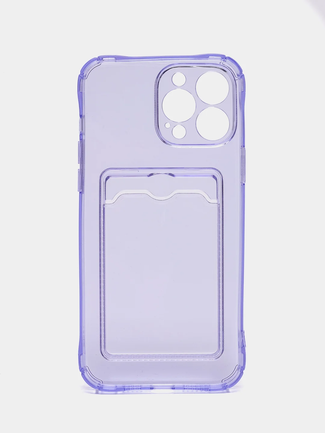 Фиолетовый чехол силиконовый с кармашком для карты iPhone 13, 14 (Mini, Pro, Pro Max, Plus)