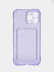 Фиолетовый чехол силиконовый с кармашком для карты iPhone 13, 14 (Mini, Pro, Pro Max, Plus)