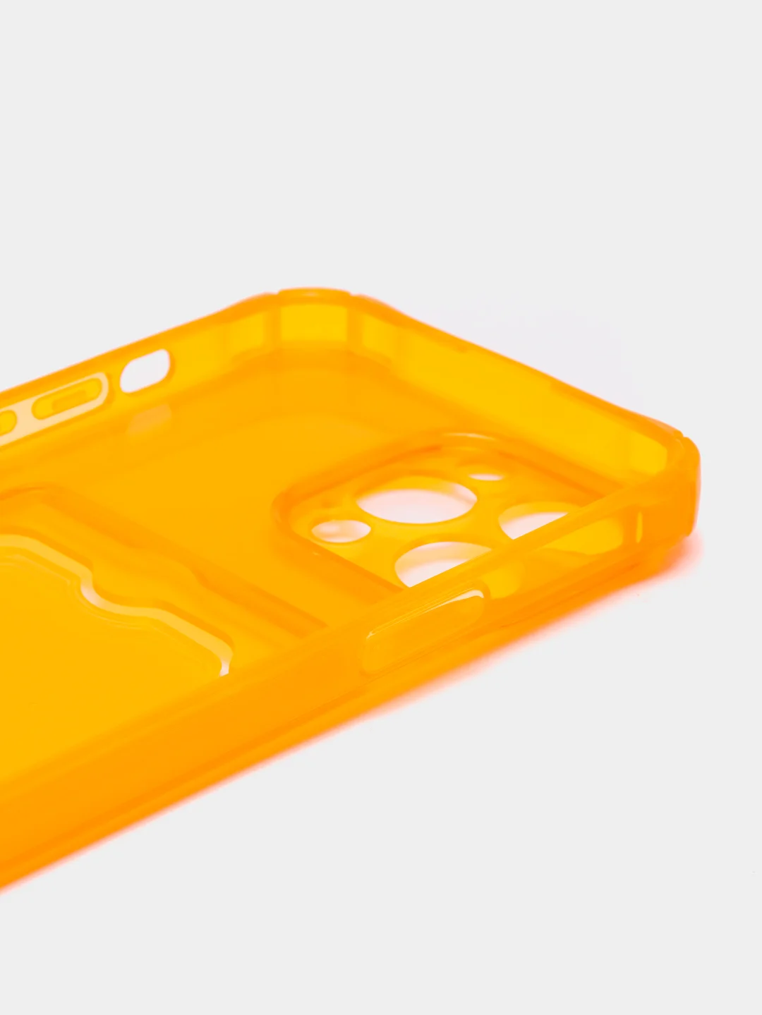 Оранжевый чехол силиконовый с кармашком для карты iPhone 13, 14 (Mini, Pro, Pro Max, Plus)