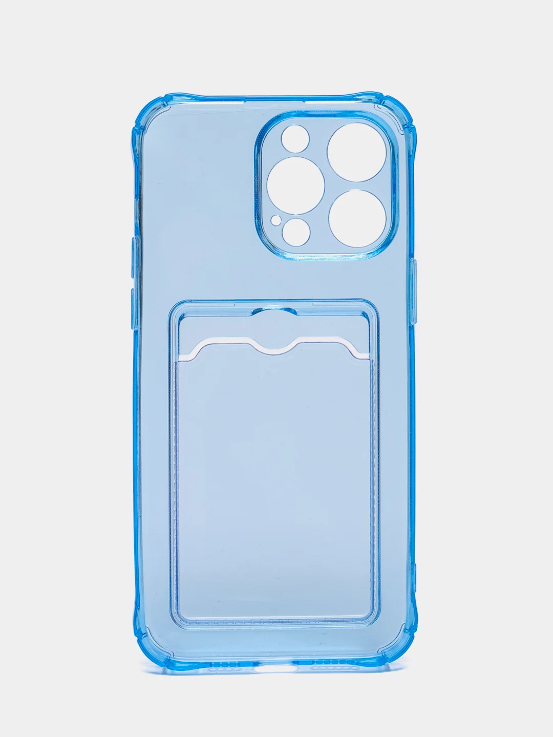 Синий чехол силиконовый с кармашком для карты iPhone 13, 14 (Mini, Pro, Pro Max, Plus)