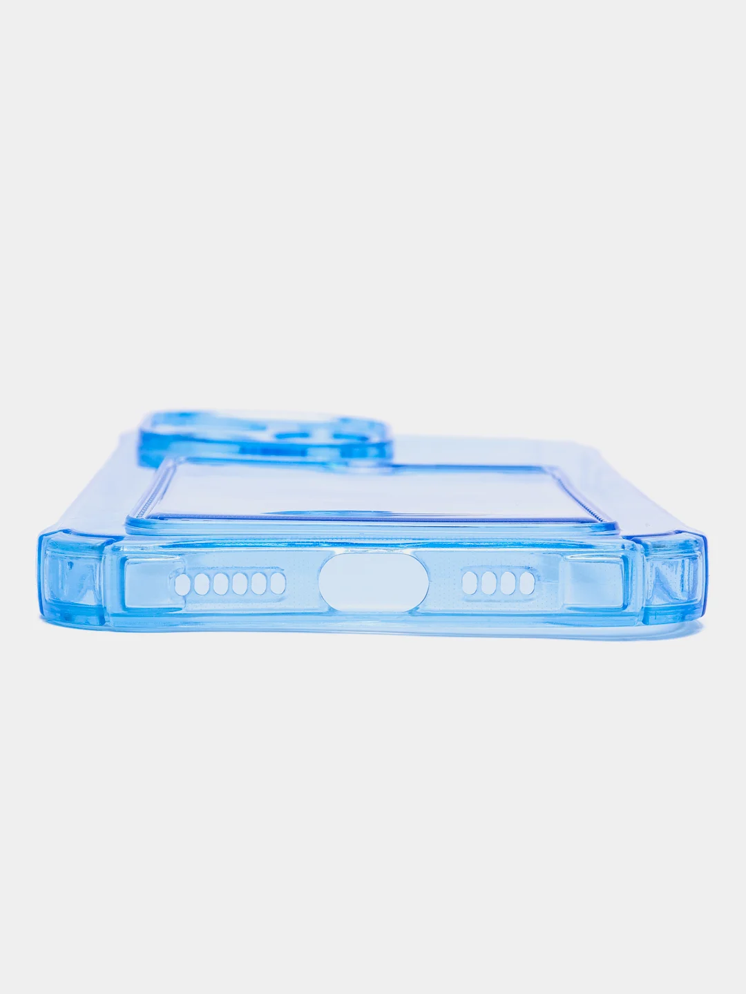 Синий чехол силиконовый с кармашком для карты iPhone 13, 14 (Mini, Pro, Pro Max, Plus)