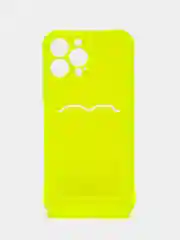 Салатовый чехол силиконовый с кармашком для карты iPhone 13, 14 (Mini, Pro, Pro Max, Plus)