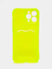 Салатовый чехол силиконовый с кармашком для карты iPhone 13, 14 (Mini, Pro, Pro Max, Plus)