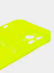 Салатовый чехол силиконовый с кармашком для карты iPhone 13, 14 (Mini, Pro, Pro Max, Plus)