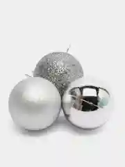 Серебряный елочные игрушки, новогодние украшения на елку, набор шаров 24 шт