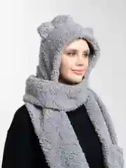 Серый шапка-медведь, накидка на голову весенняя женская