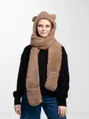 Коричневый шапка-медведь, накидка на голову весенняя женская