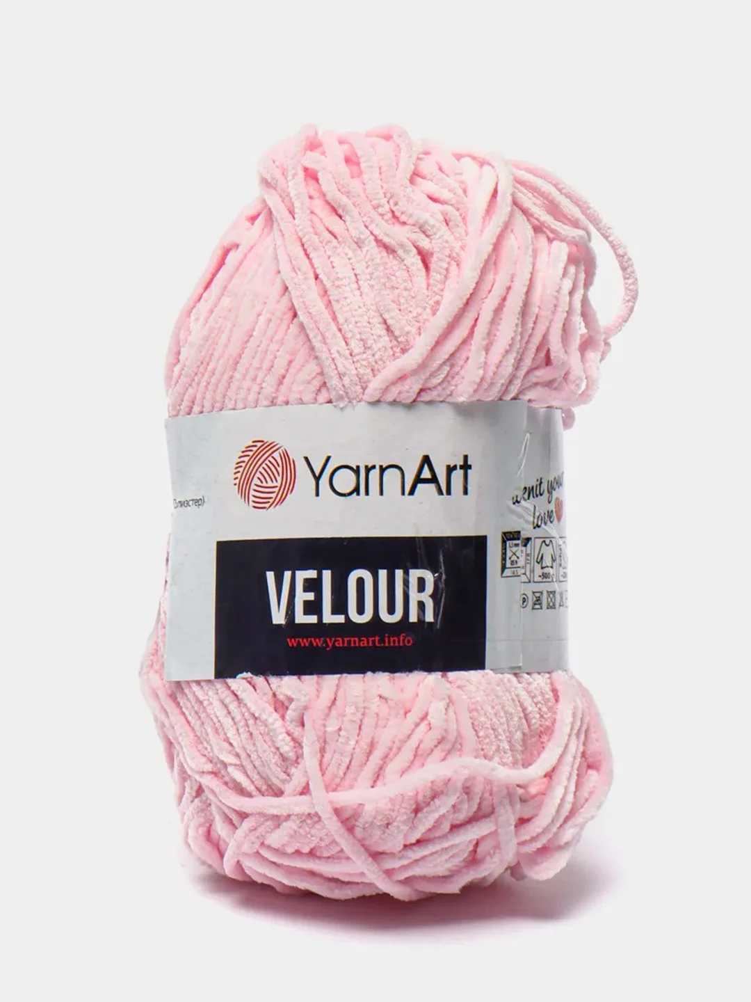 Розовый пряжа плюшевая YarnArt Velour, 100 г, 170 м (Пряжа Велюровая)