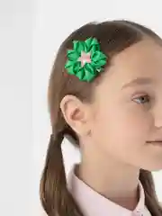 Зеленый заколка для волос, бант в форме цветка