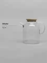 Белый чайник заварочный 1.2л стеклянный, с бамбуковой крышкой и фильтром-пружинкой, подарок