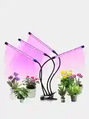 Черный фитолампа на 4 лампы, с таймером, для растений, 4 х 9 ВТ, USB, 3 режима