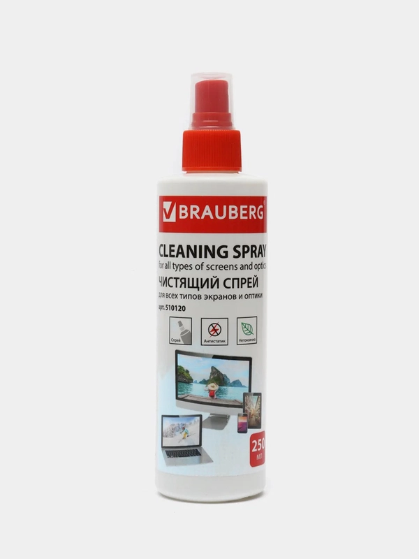 Чистящая жидкость-спрей BRAUBERG для LCD (ЖК)-мониторов и оптики, 250 мл