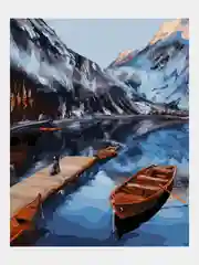 Картина по номерам на холсте "Лодка в горах", с подрамником, 40*50 см