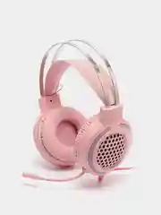Розовый наушники игровые, с микрофоном, RGB подсветкой и объемным звуком, 2 цвета
