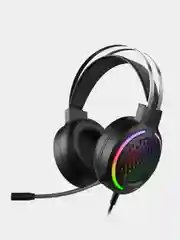 Черный наушники игровые, с микрофоном, RGB подсветкой и объемным звуком, 2 цвета